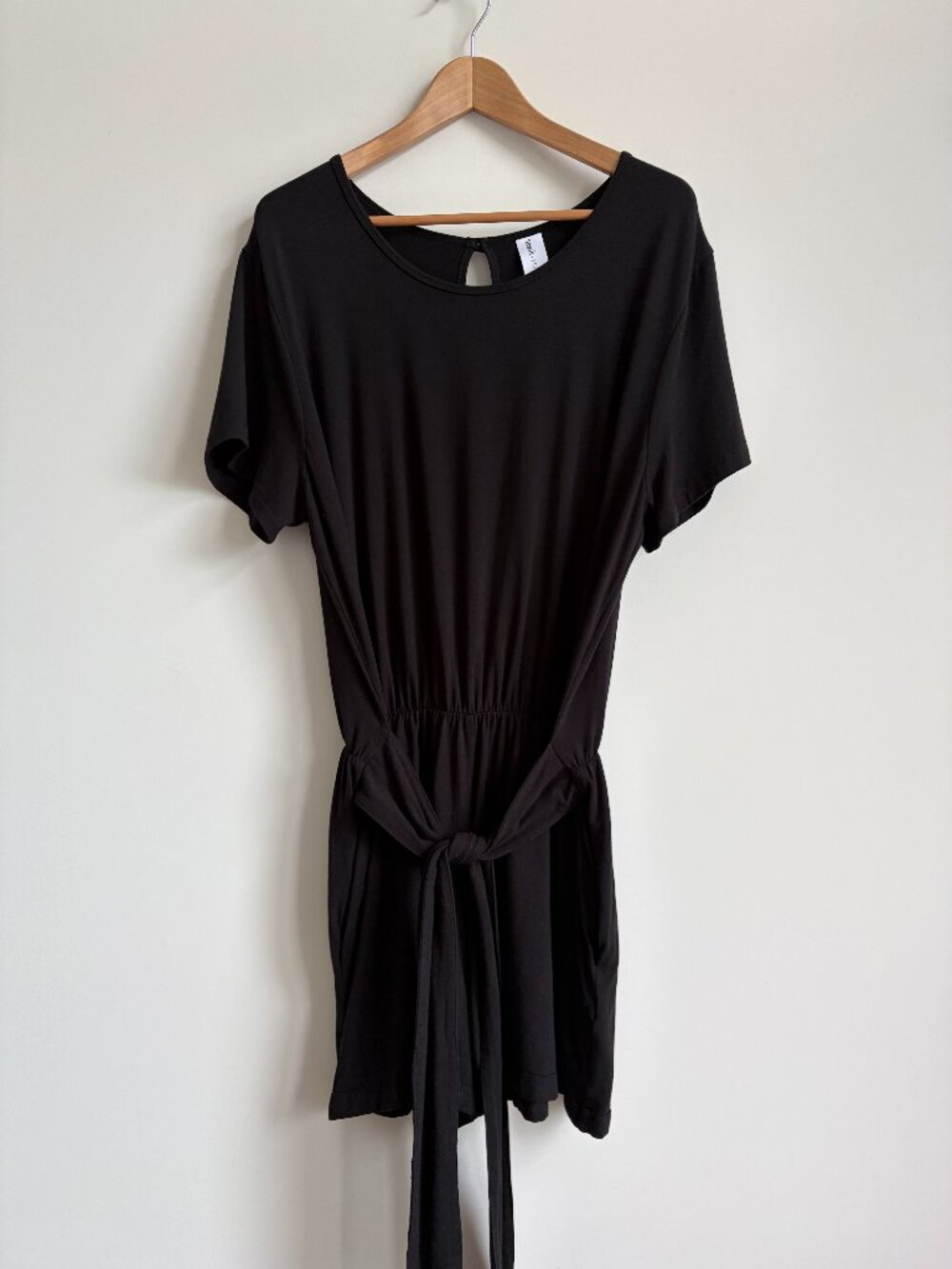 Smash + Tess Large stretchy rayon bamboo classic black romper tie waist